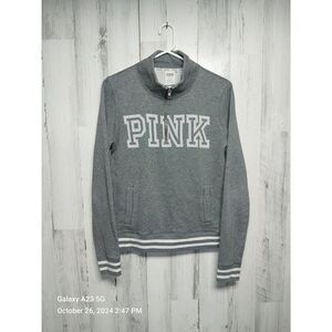 Pink Victoria's Secret Women 1/4 Zip Pullover Sweatshirt Size Medium Gray
